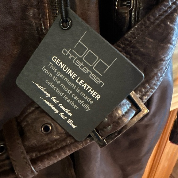 Bod Christensen Genuine Leather Women’s Mid Length Brown Jacket Size M NWT - Picture 4 of 16
